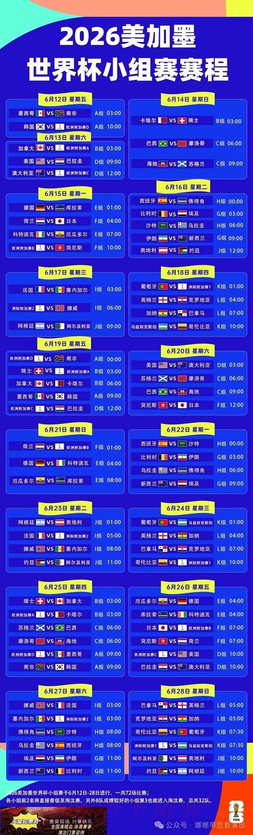 2026世界杯比赛时间完整版实时赛程在哪里看 2026世界杯比赛时间完整版实时赛程在哪里看